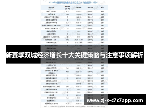 新赛季双城经济增长十大关键策略与注意事项解析
